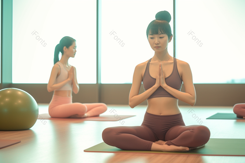 减肥瘦身室内女人瑜伽晨练冥想模特养生健身,高清,摄影图,摄影图片,图片大全,摄影图免费下载